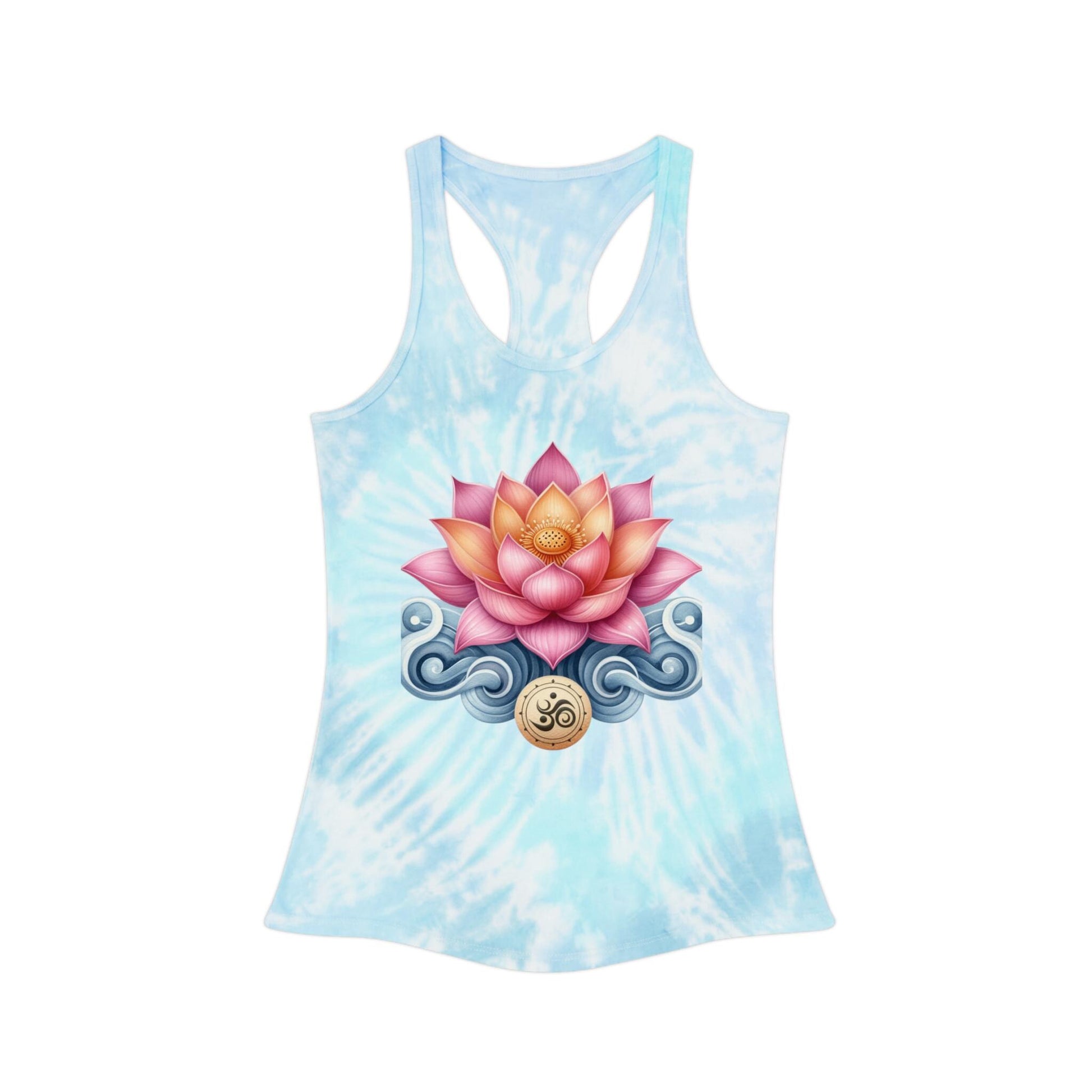 Lotus Flower Tie Dye Tank Top, Yoga Workout Shirt, Boho Hippie Clothing, Meditation Gift, Festival Wear