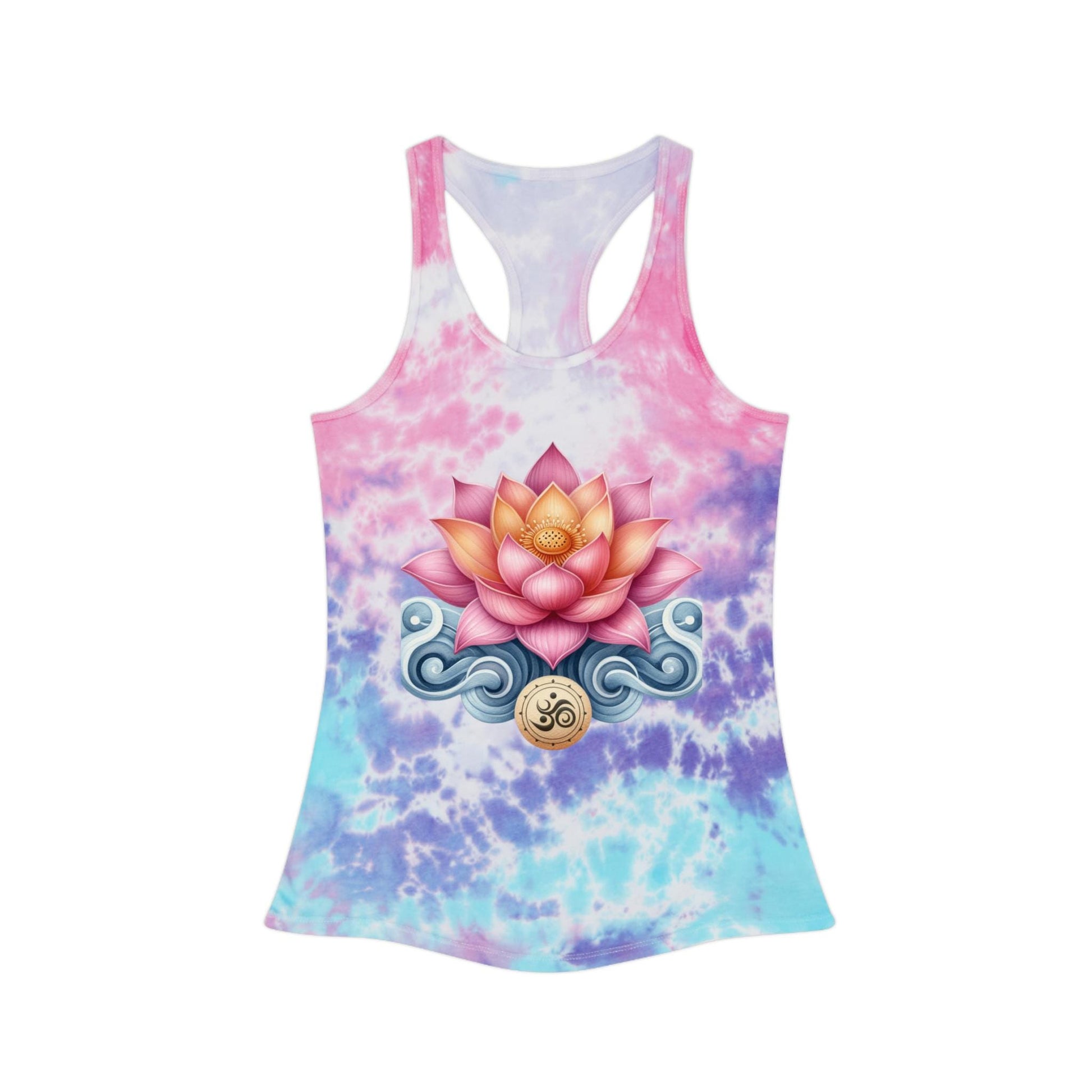 Lotus Flower Tie Dye Tank Top, Yoga Workout Shirt, Boho Hippie Clothing, Meditation Gift, Festival Wear