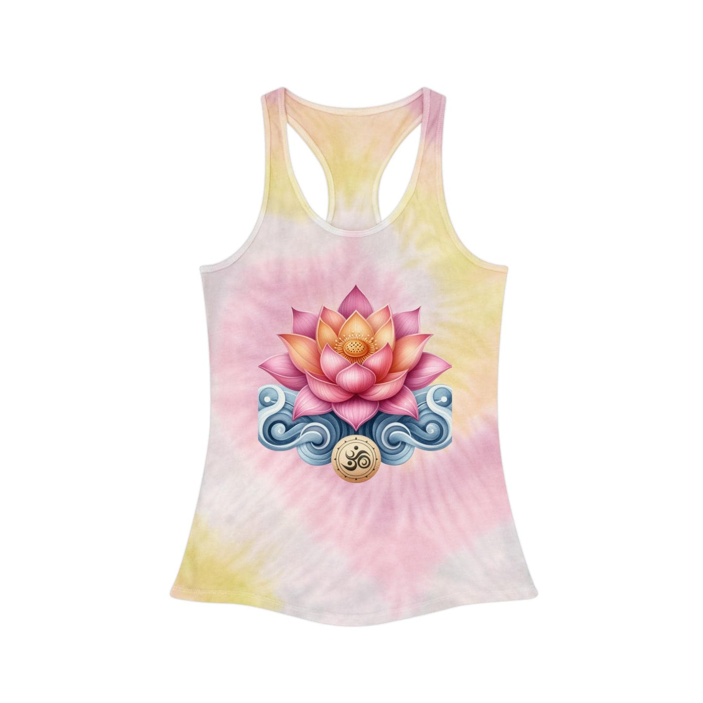 Lotus Flower Tie Dye Tank Top, Yoga Workout Shirt, Boho Hippie Clothing, Meditation Gift, Festival Wear