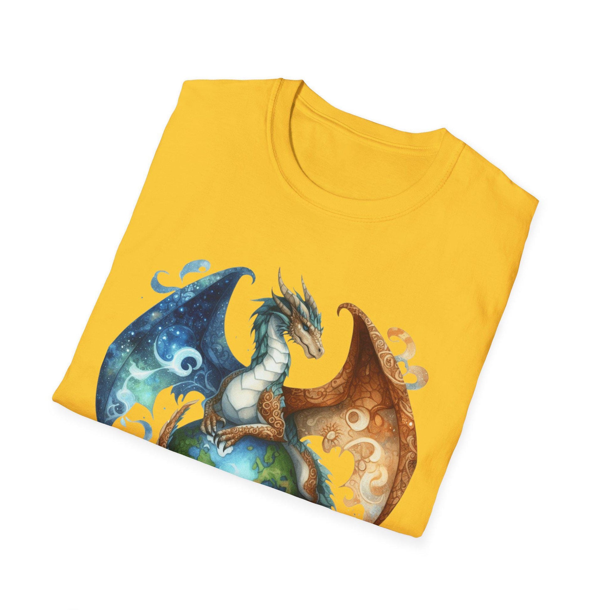 Dragon Element Earth Unisex T-Shirt, Softstyle Tee, Elemental Dragons Shirt, Fantasy Dragon Graphic Tee, Nature Lover Gift