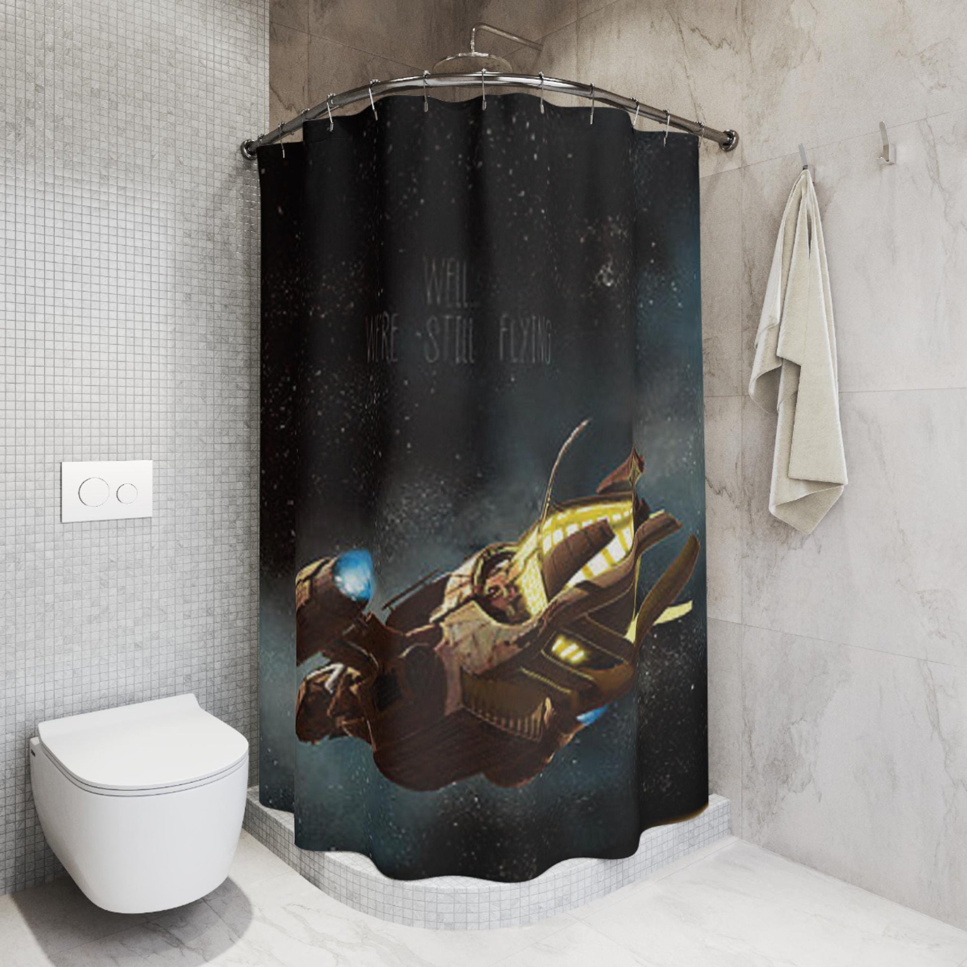 Firefly Serenity Ship Shower Curtains, Bathroom Decor, Space Theme Home Decor, Sci-Fi Fan Gift, Unique Housewarming Present, Geeky Bathroom