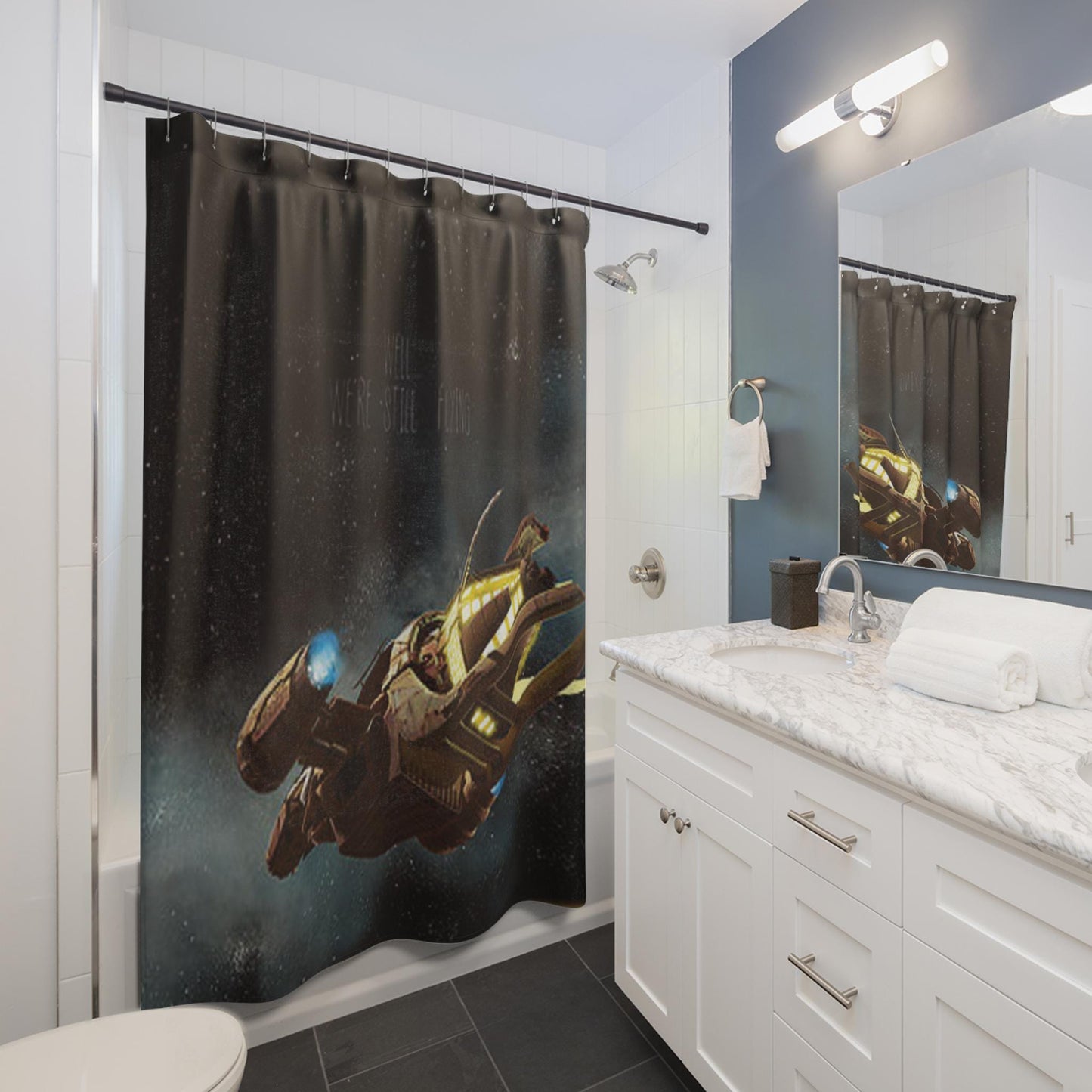 Firefly Serenity Ship Shower Curtains, Bathroom Decor, Space Theme Home Decor, Sci-Fi Fan Gift, Unique Housewarming Present, Geeky Bathroom