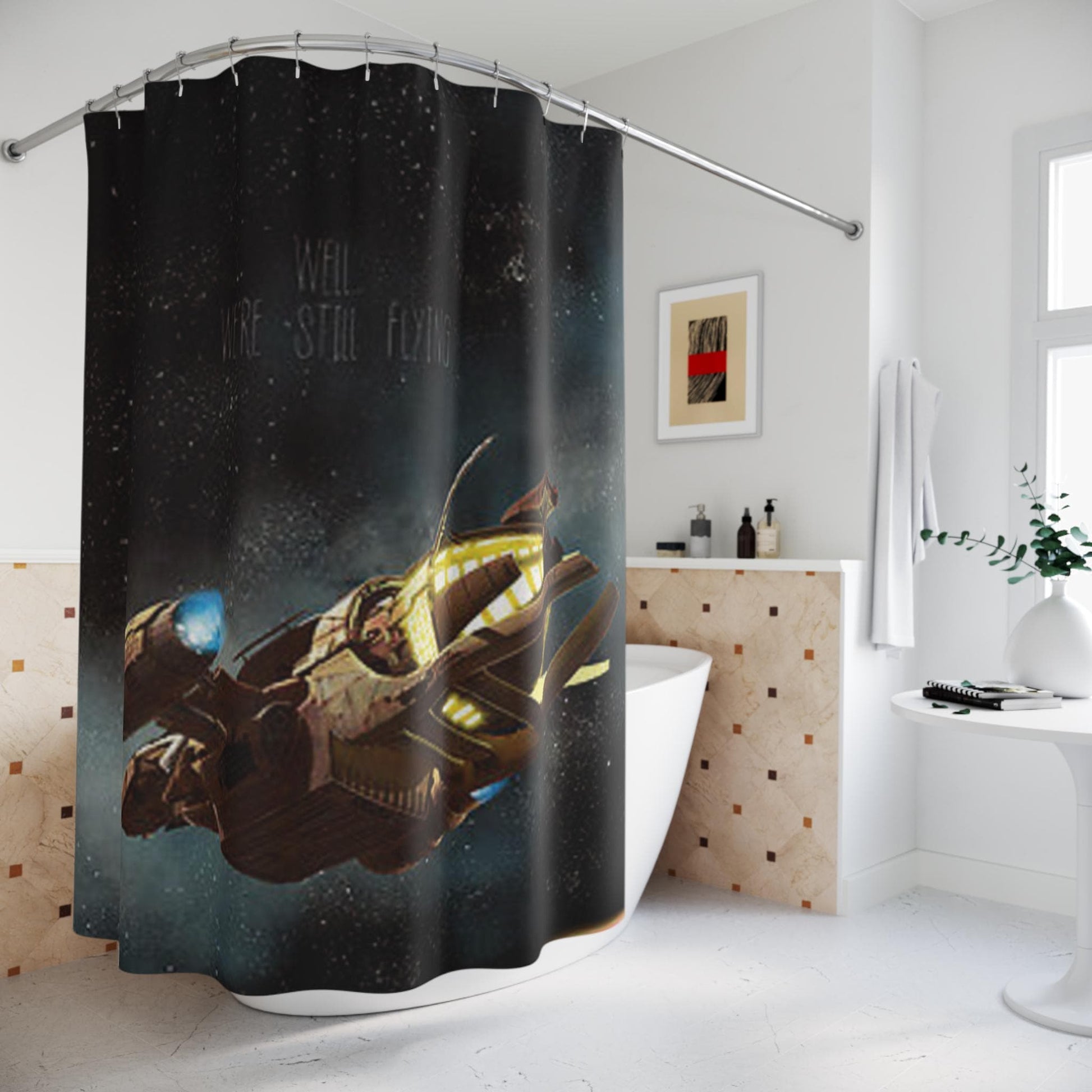 Firefly Serenity Ship Shower Curtains, Bathroom Decor, Space Theme Home Decor, Sci-Fi Fan Gift, Unique Housewarming Present, Geeky Bathroom