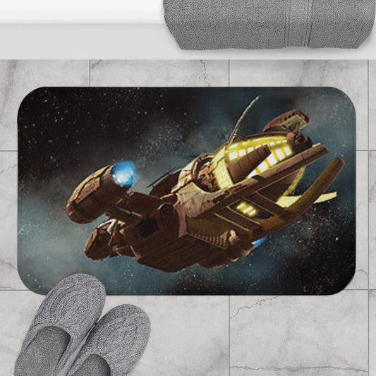 Bath Mat, Firefly Serenity Ship Design - Non-Slip Bathroom Rug, Movie Fan Home Decor, Washable Mat, Sci-Fi Ship Theme Indoor Floor Mat,