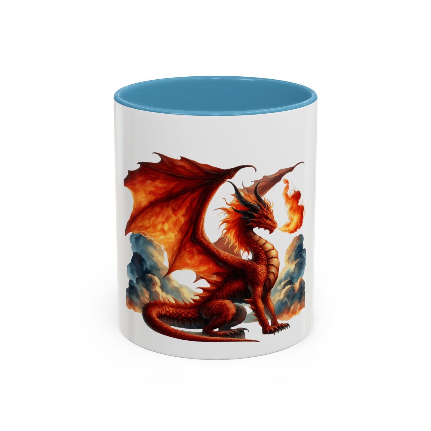 Mug, Red Fire Dragon Accent Coffee Mug (11, 15oz), Gift for Dragon Lovers, Unique Ceramic Cup, Fantasy Creature Tea Mug, Kitchen Decor,