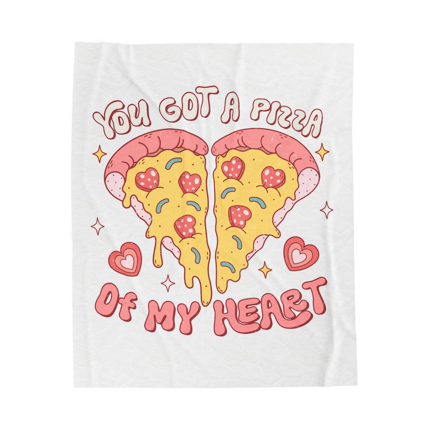 Valentine's Day Pizza My Heart, Soft Throw for Couples, Cozy Bed Decor, Gift Idea for Him or Her, Large Fleece