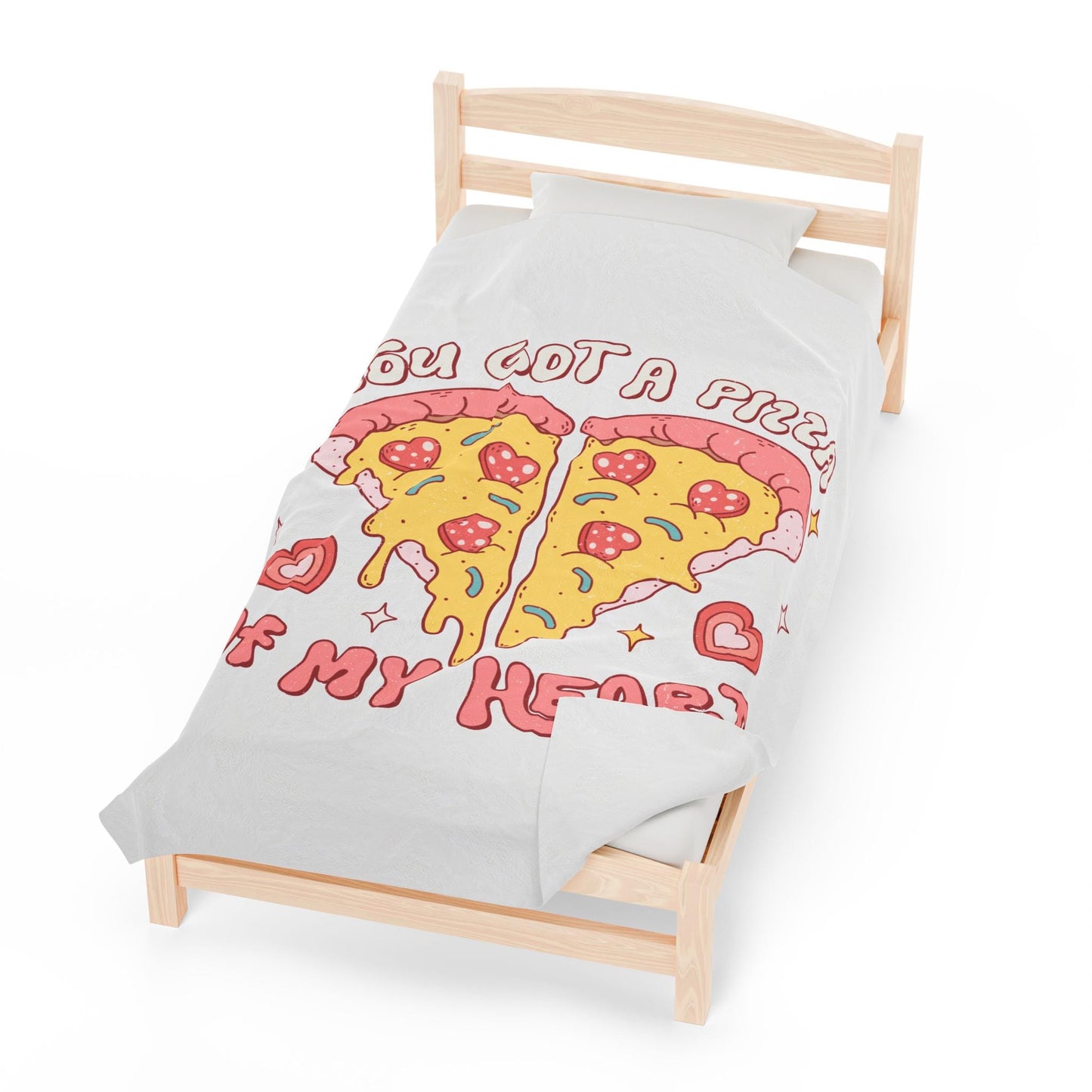 Valentine's Day Pizza My Heart, Soft Throw for Couples, Cozy Bed Decor, Gift Idea for Him or Her, Large Fleece