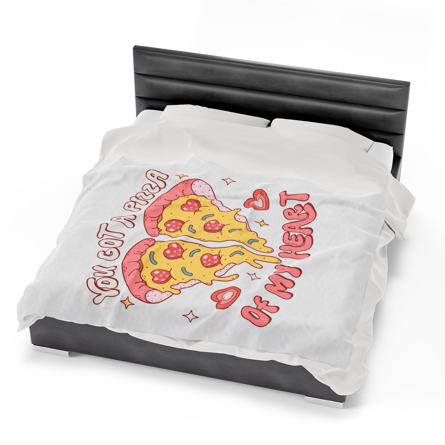 Valentine's Day Pizza My Heart, Soft Throw for Couples, Cozy Bed Decor, Gift Idea for Him or Her, Large Fleece