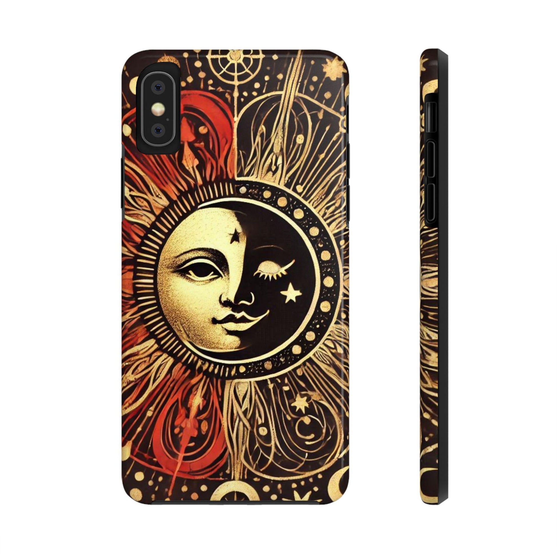 Sun and Moon Tough Phone Case, Celestial Nature iPhone Cover, Lunar Eclipse Samsung Galaxy Protector, Space Celestial Art Mobile Shell,