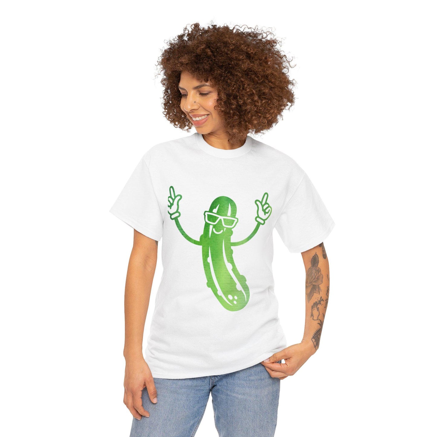 Mr. Pickle Tee - Funny Cartoon Veggie Shirt, Pickle Lover Gift, Foodie Graphic T-Shirt, Vegetable Humor Top, Green Dill Pickle Apparel