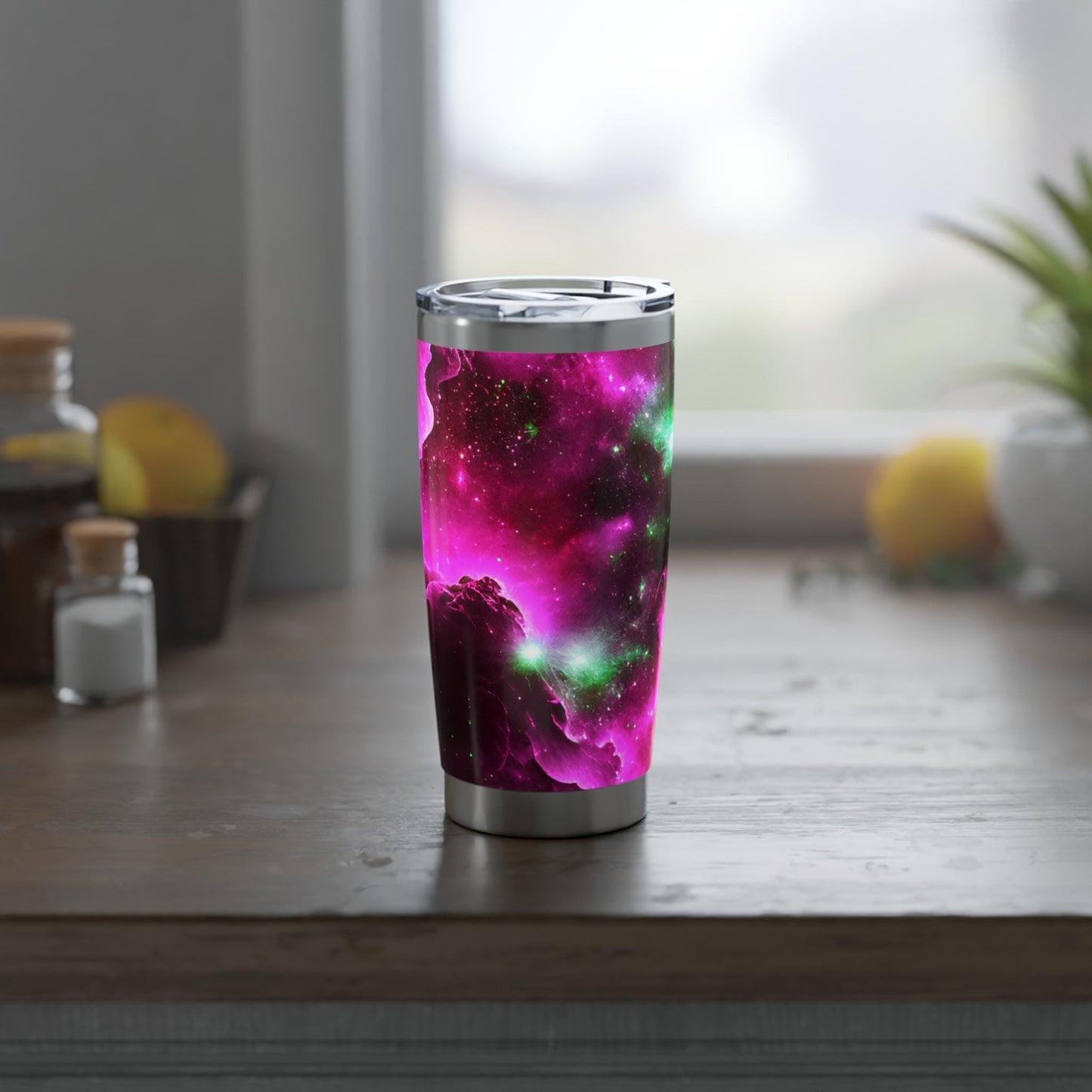 Tumbler Cup Pink Galaxy, Portable Drinkware, Travel Mug, Coffee Cup, Tea Tumbler, Gift for Wanderlust, Galaxy Lover, Pink Theme, Outdoor