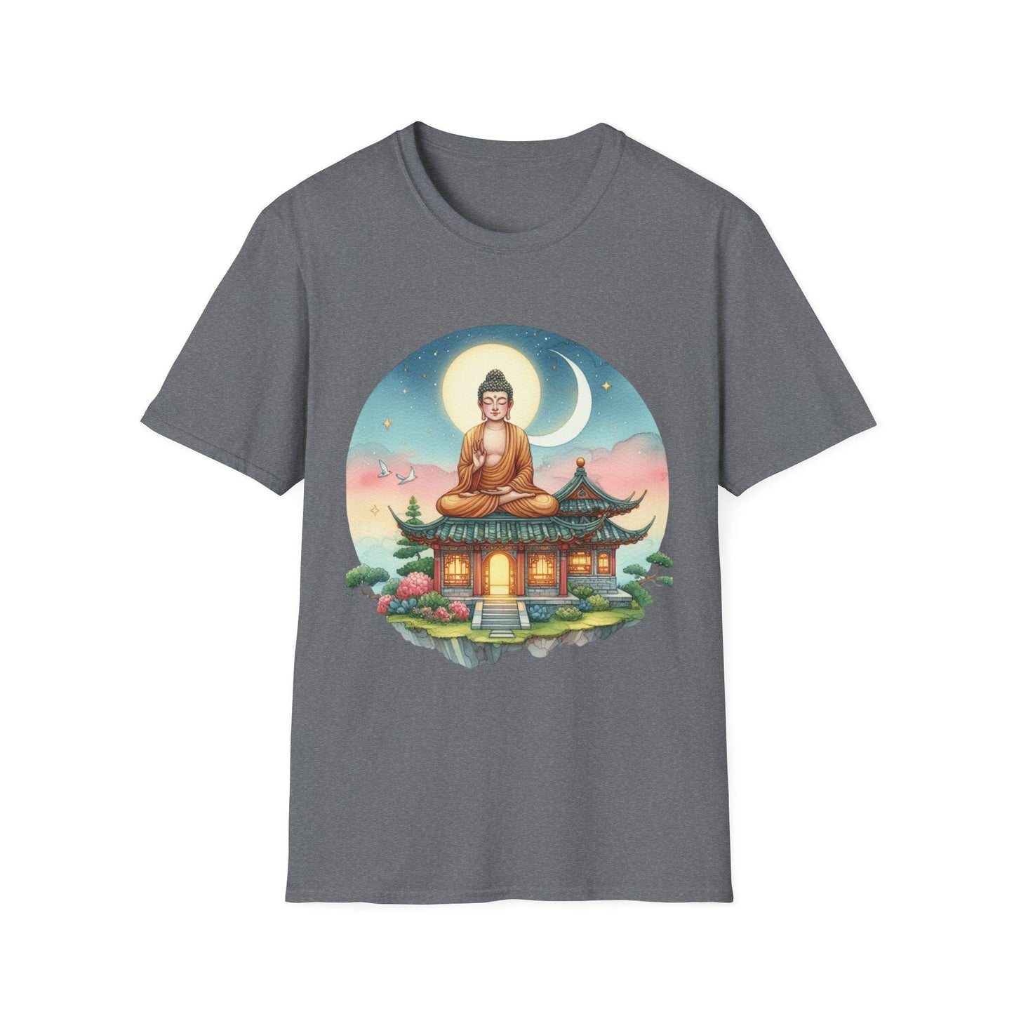 Mindfulness Buddha Unisex Softstyle T-Shirt, Zen Meditation Tee, Yoga Clothing, Spiritual Gift, Relaxation Top