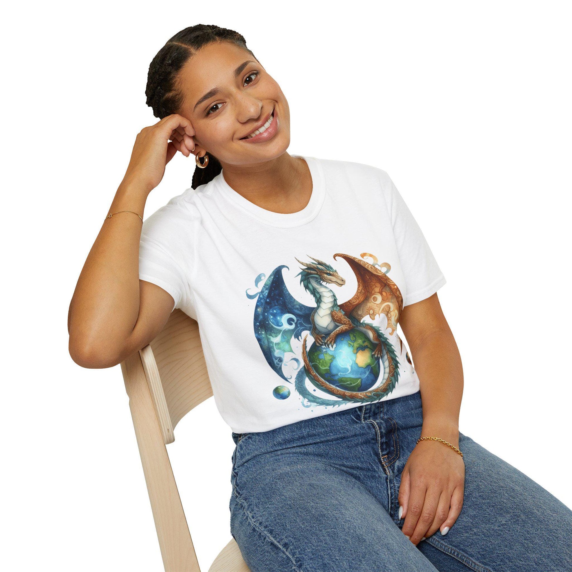 Dragon Element Earth Unisex T-Shirt, Softstyle Tee, Elemental Dragons Shirt, Fantasy Dragon Graphic Tee, Nature Lover Gift