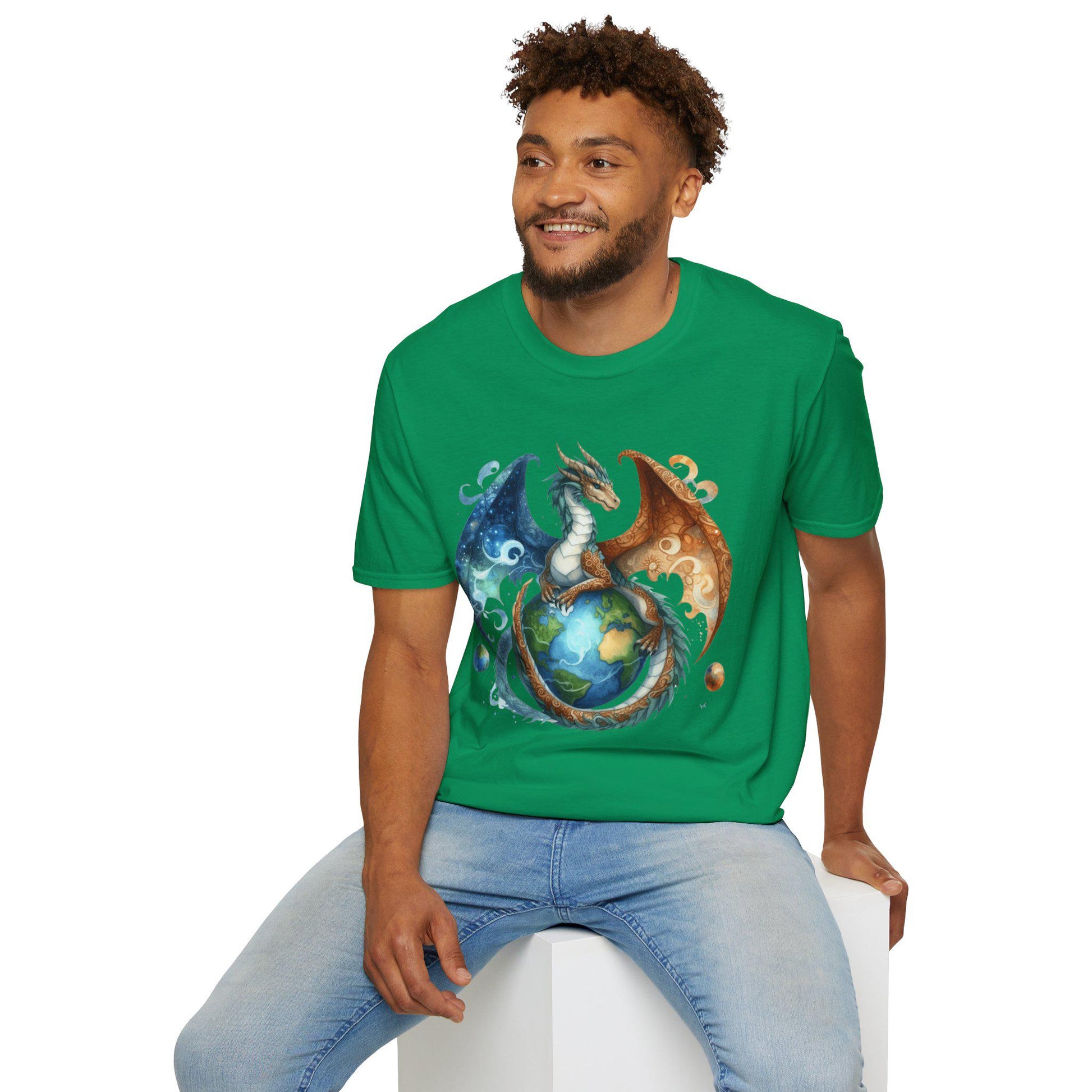 Dragon Element Earth Unisex T-Shirt, Softstyle Tee, Elemental Dragons Shirt, Fantasy Dragon Graphic Tee, Nature Lover Gift