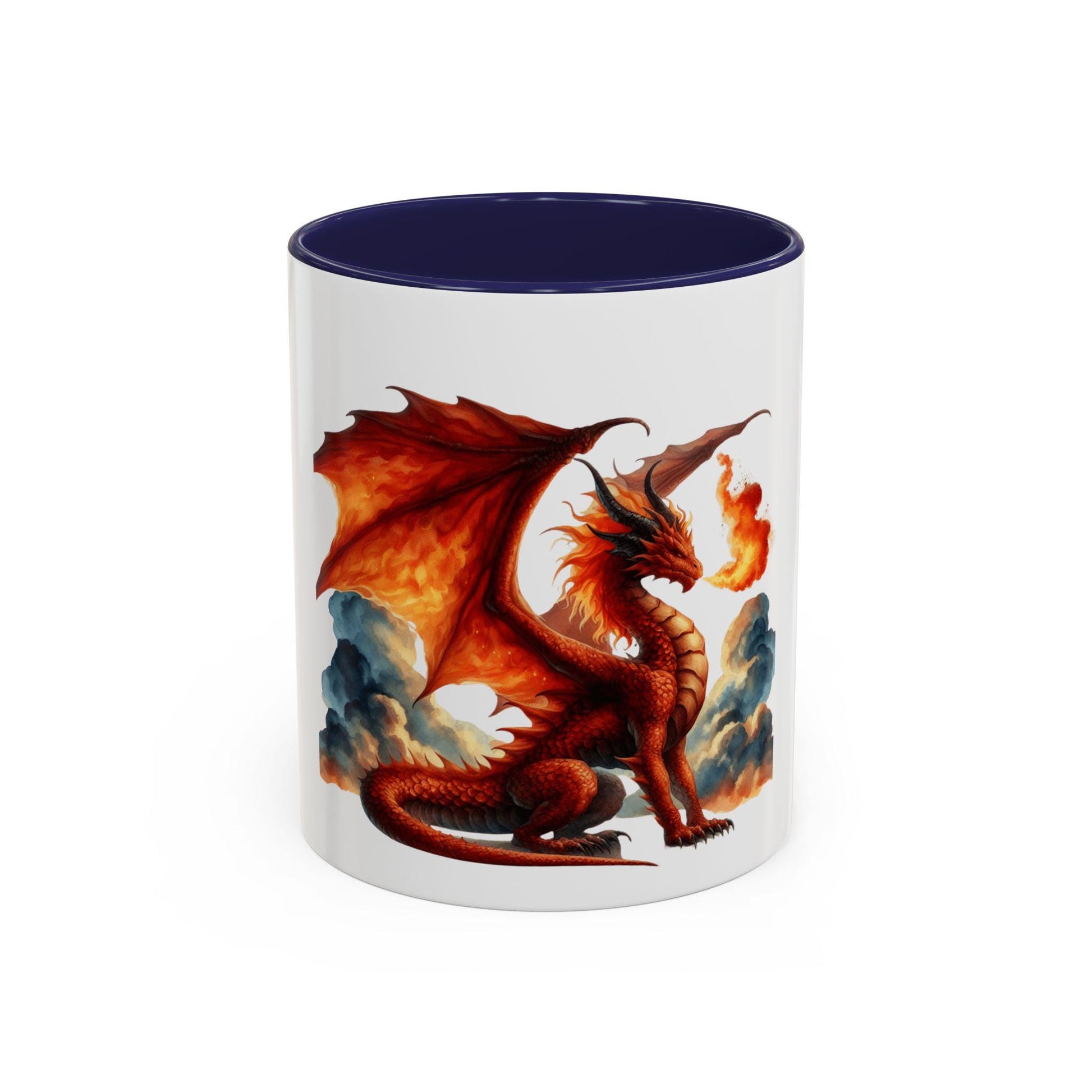 Mug, Red Fire Dragon Accent Coffee Mug (11, 15oz), Gift for Dragon Lovers, Unique Ceramic Cup, Fantasy Creature Tea Mug, Kitchen Decor,