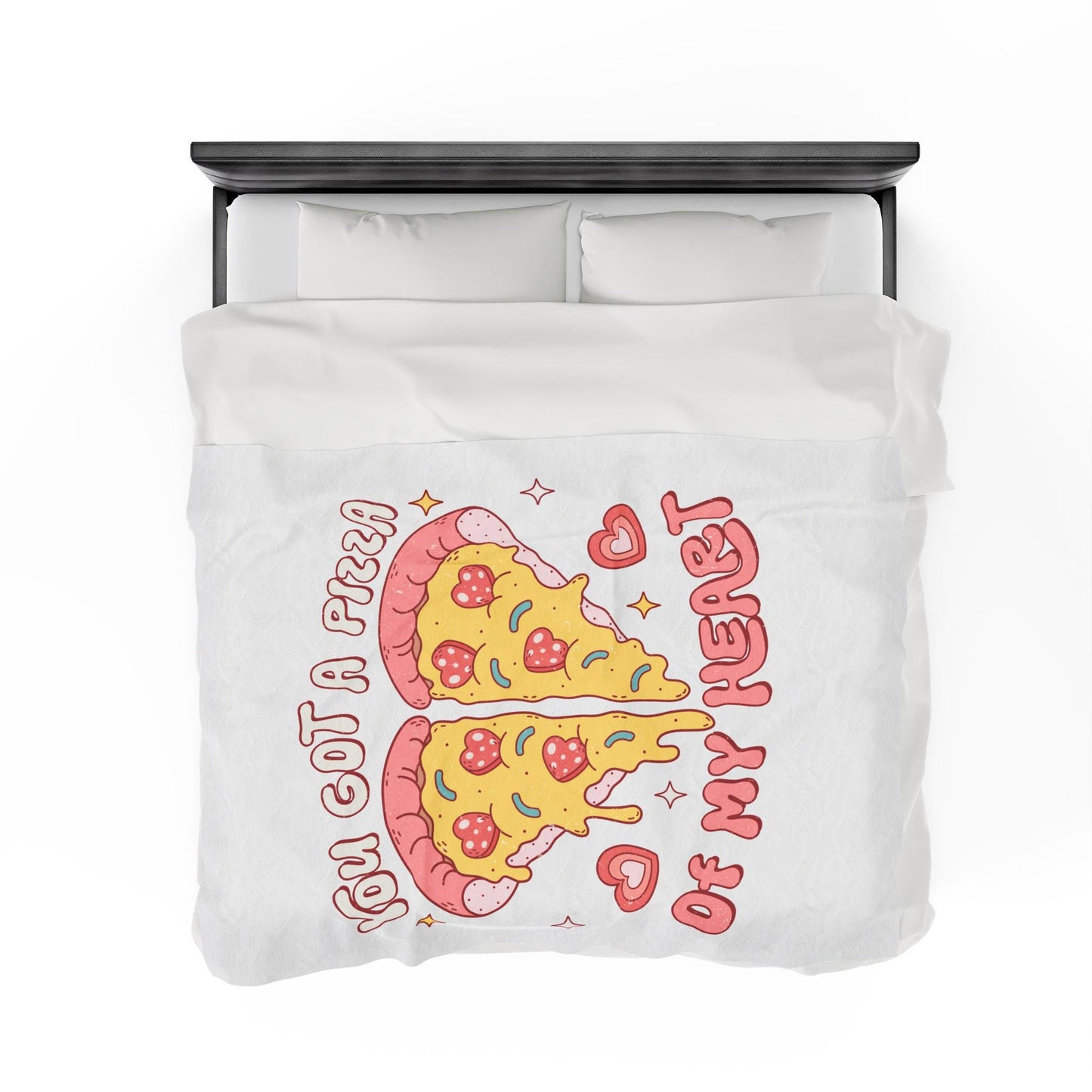 Valentine's Day Pizza My Heart, Soft Throw for Couples, Cozy Bed Decor, Gift Idea for Him or Her, Large Fleece