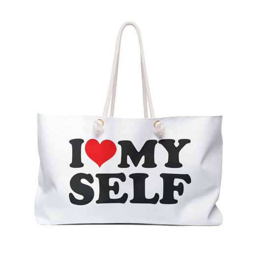 Weekender Bag, Travel Duffle, Gym Bag, Overnight Bag, Self-Love Quote Bag, Yoga Retreat Bag