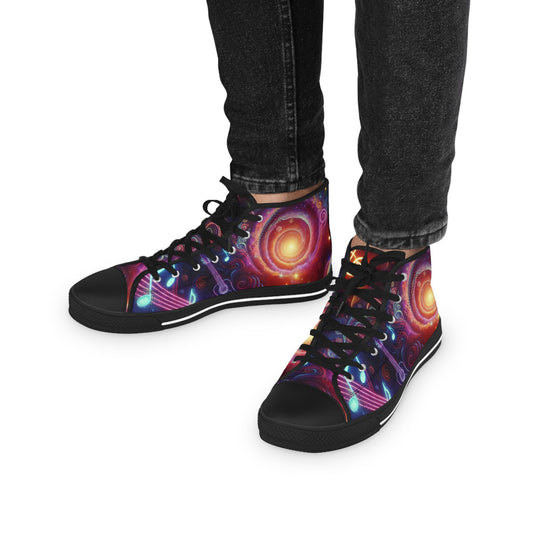 Galaxy Space Beat Music Shoes, Celestial Music Lover Sneakers, Men's Fashion Footwear, Universe Music Theme Sneakers,