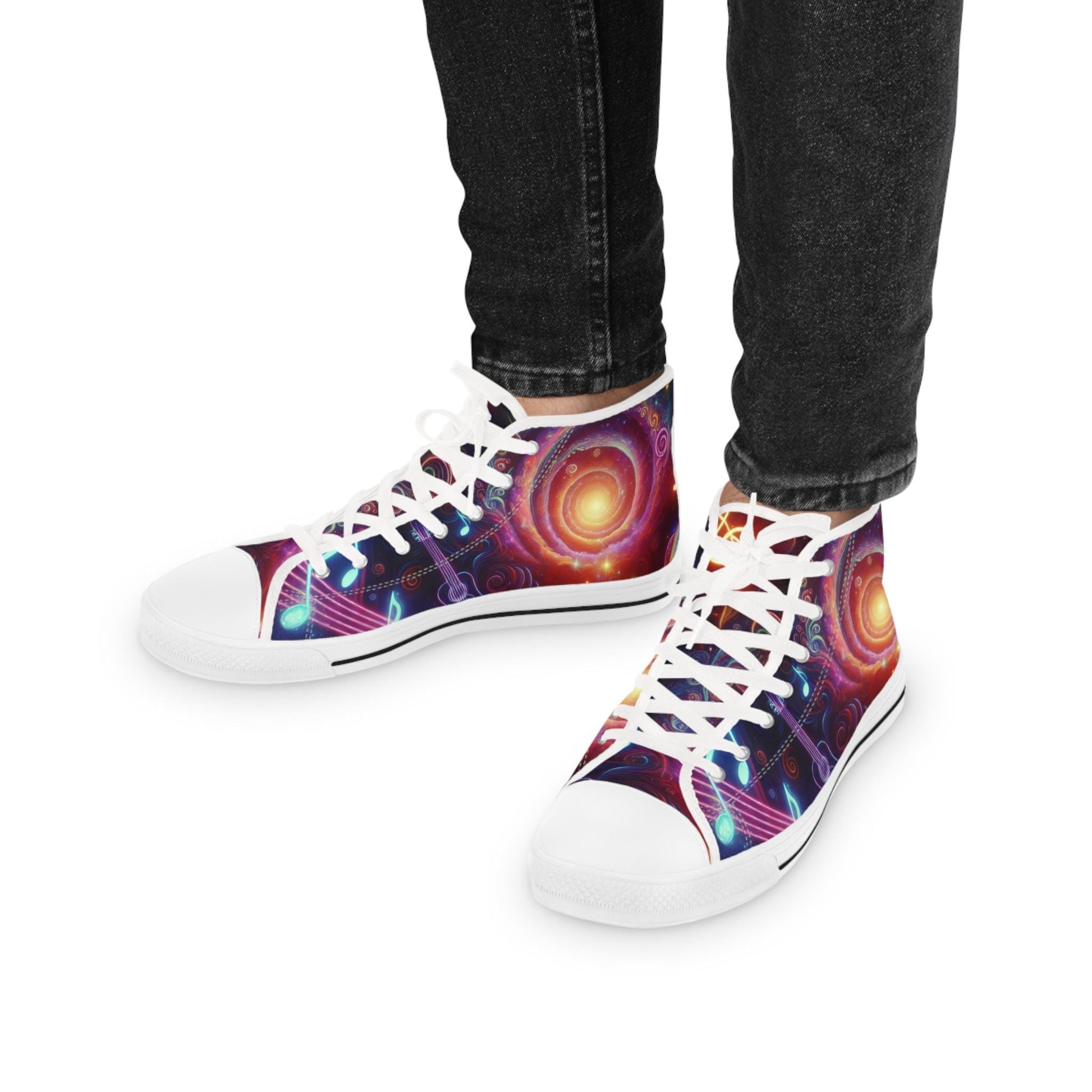 Galaxy Space Beat Music Shoes, Celestial Music Lover Sneakers, Men's Fashion Footwear, Universe Music Theme Sneakers,