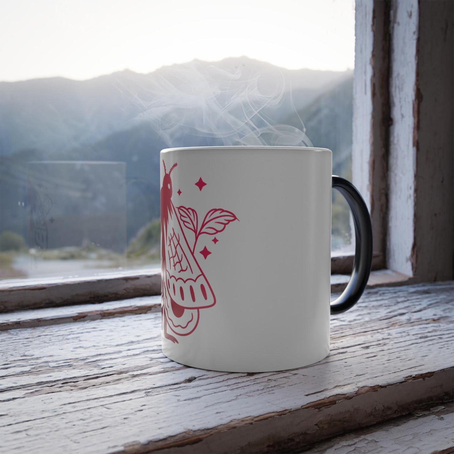 Mothman Design, Heat Sensitive Cup, Cryptid Coffee Mug, Unique Gift, Paranormal, Supernatural Decor