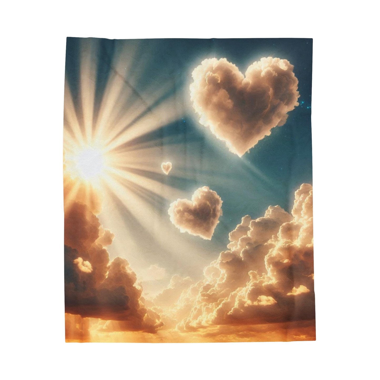 Valentine's Day Hearts in the Clouds, Love Blanket, Heart Print Throw, Cozy Couples Gift, Romantic Home Decor