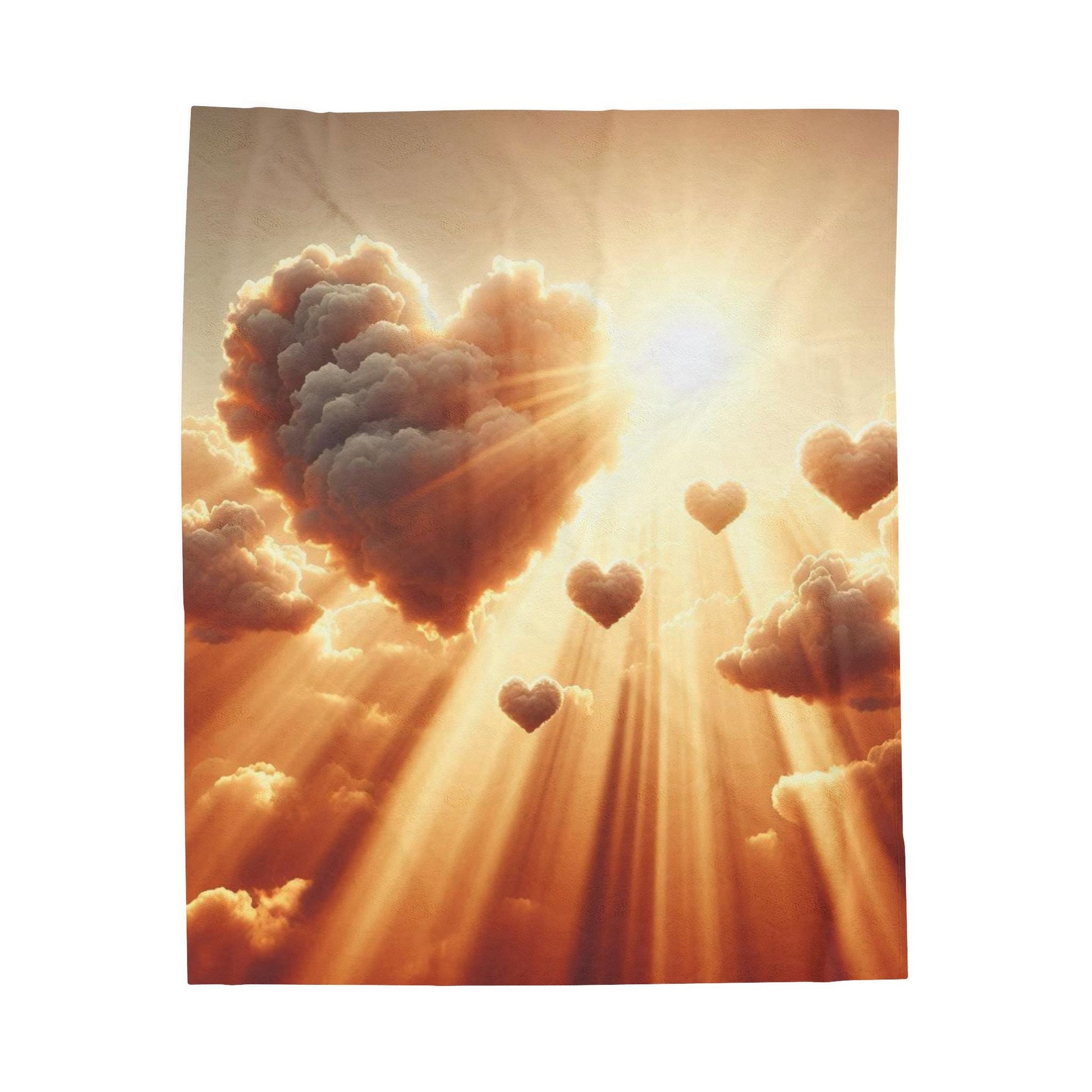 Valentine's Day Hearts in the Clouds, Romantic Throw, Soft Bedding, Cozy Home Decor, Love Gift