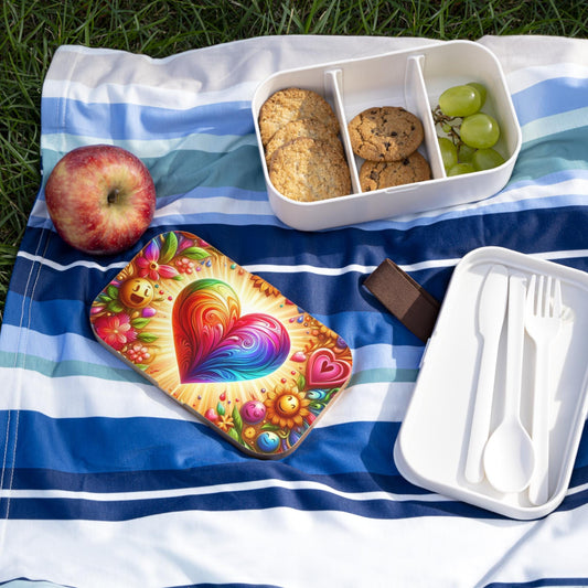 Heart Bento Lunch Box - Valentines Love and Colors, Valentines Day Gift, Heart Pattern Lunch Container, Romantic Meal Prep Box, Couples